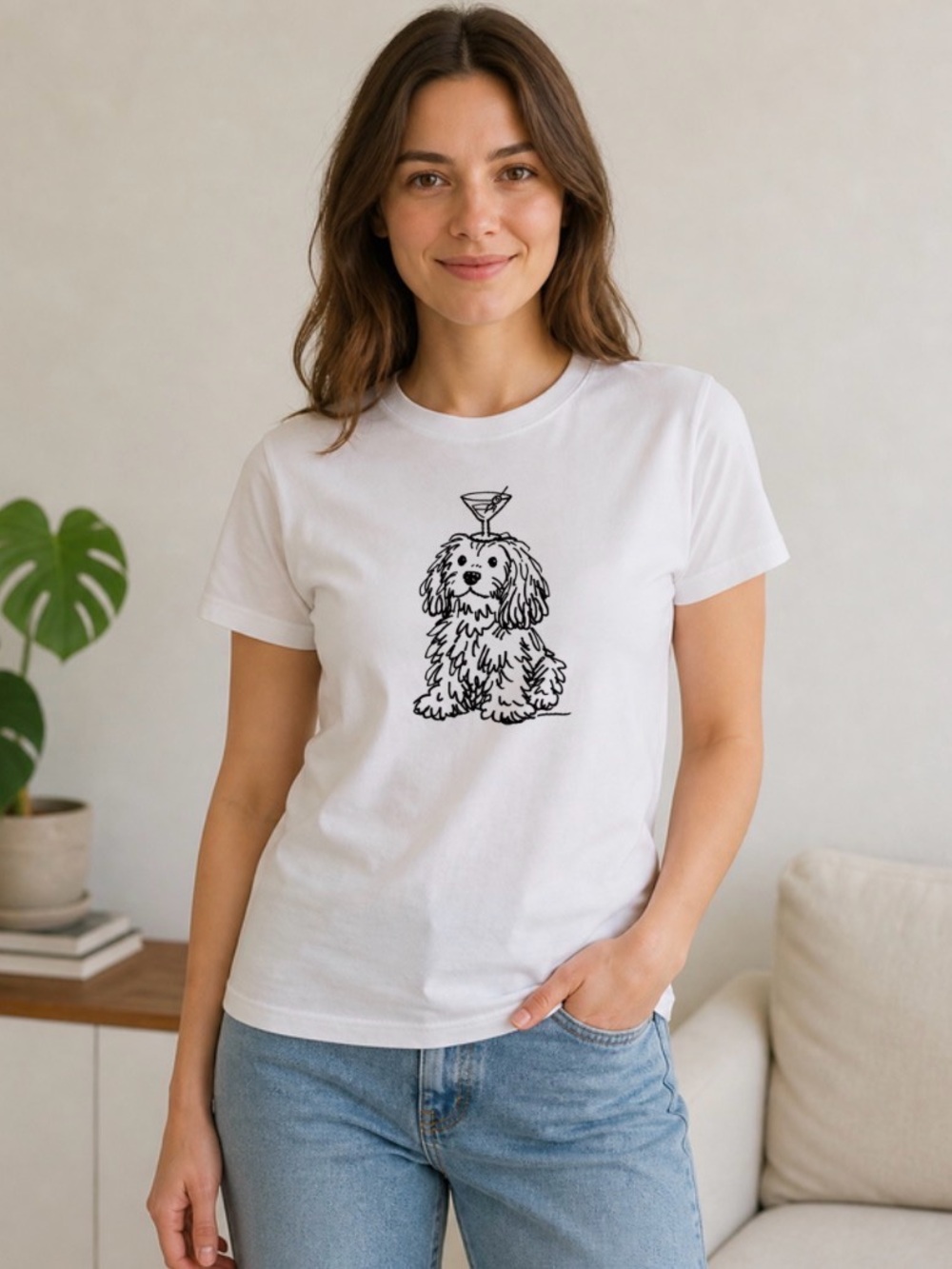 Martini Dog Shirt Cute Cocktail Puppy Graphic Tee